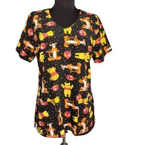 Disney Size M Womens Scrubs Scrub Top Winnie The Pooh Tigger Hunny Pot